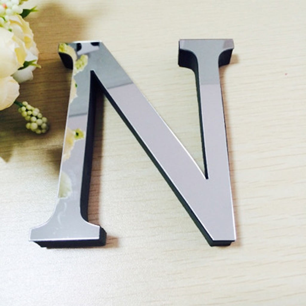 3D Acrylic Alphabet Mirror Wall Stickers Letters Self-Adhesive Home ...