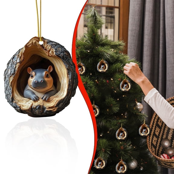 3D Acrylic Animal Christmas Ornament, Forest Animal Hanging Pendant, Christmas Tree Decoration, Personalized Gift for Animal Lovers, Custom Pet-themed Decor