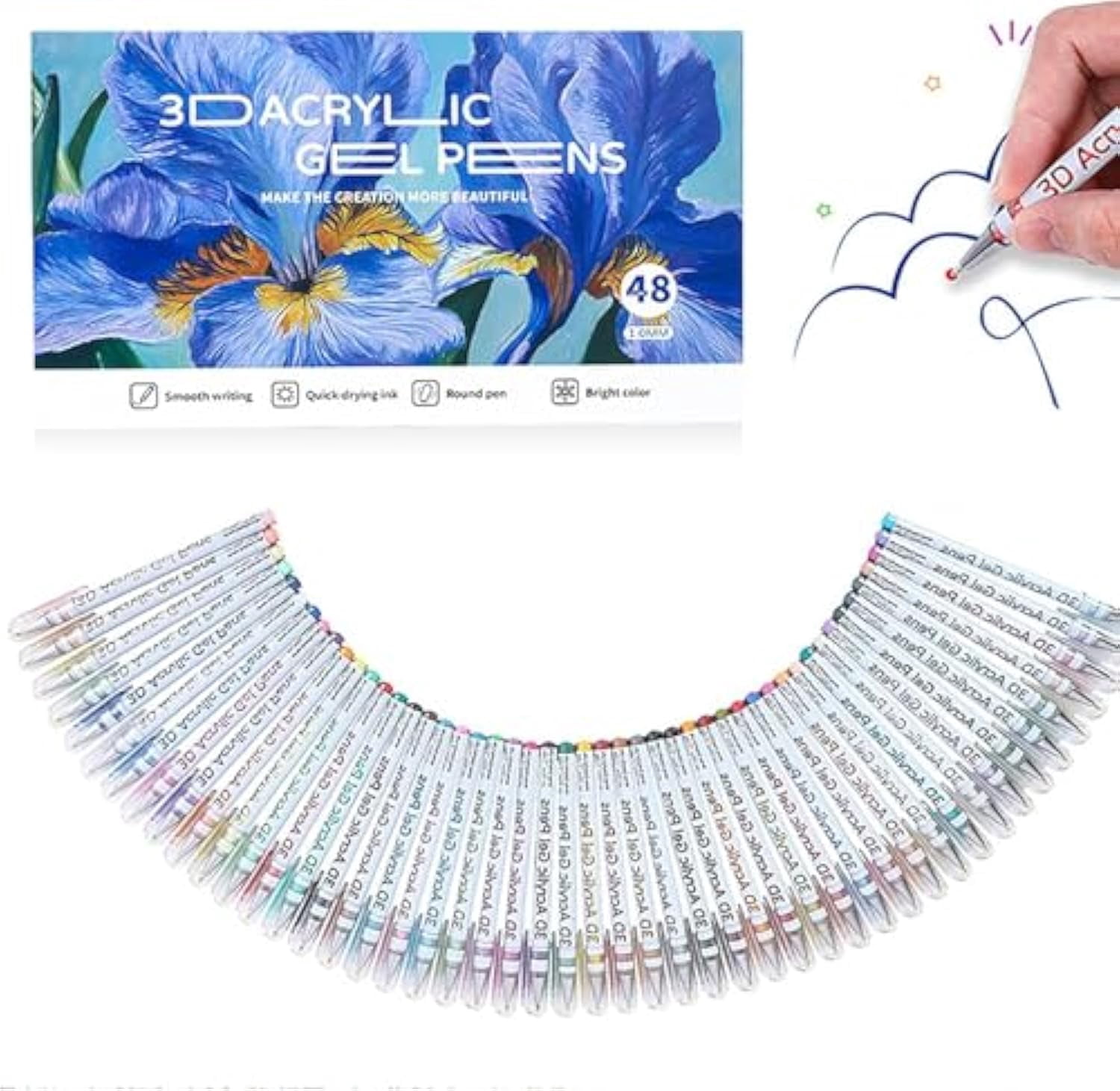 3D Acrylic Gel Pens, Coloring Paint Pen, 1.0 Fine Tip Muticolor Marker ...