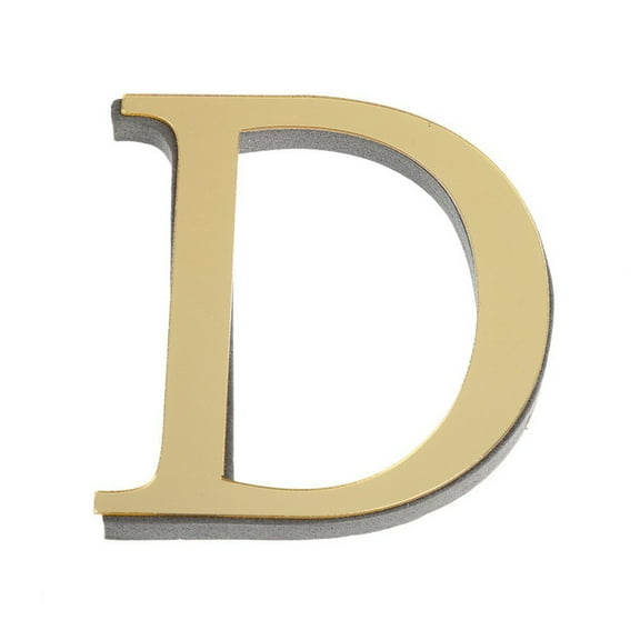 3D Acrylic Large Letter Wall Stickers Self Adhesive Durable Bright Visual Art for DIY Home Decoration Gold Flat Smooth Surfaces
