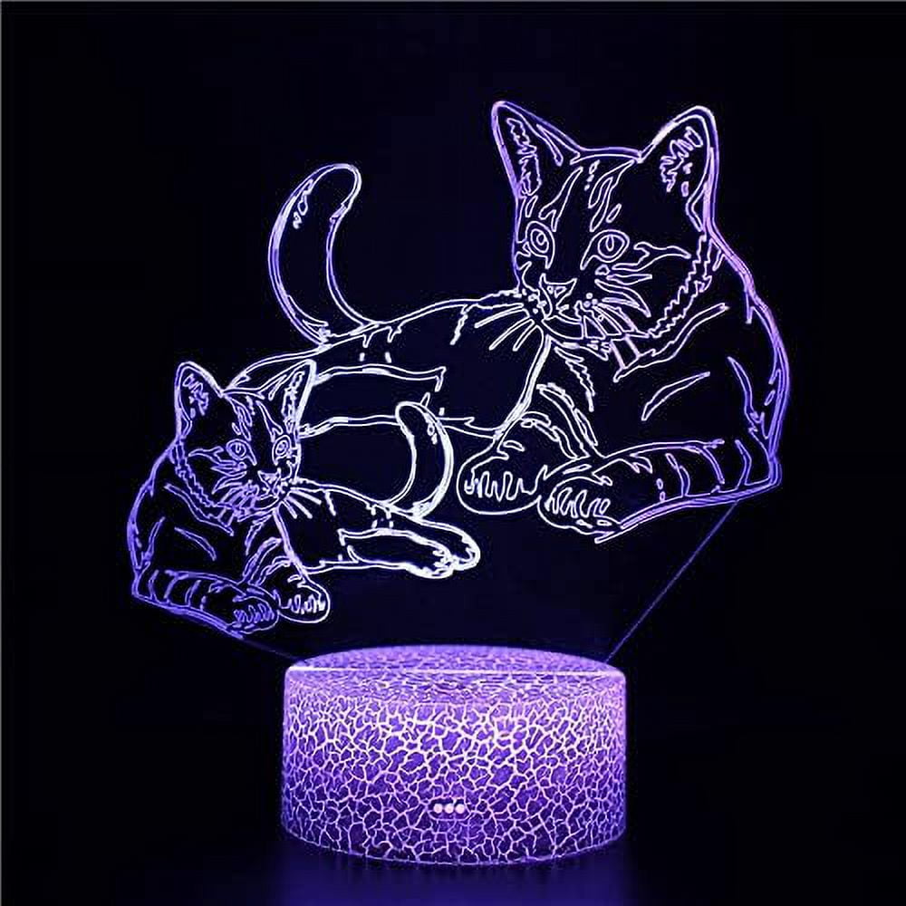 3D Acrylic Led Night Light Little Cat Figure Nightlight for Kid Child  Bedroom Sleep Lights Gift for Home Decor Table Lamp (Crack Base with  Remote, Cat-5) - Walmart.com, image size:1000x1000