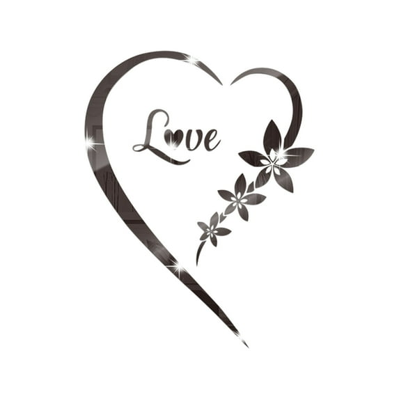 3D Acrylic Mirror Heart, Self Adhesive Wall Decor, 3D Acrylic Mirror Wall Stickers Heart Shaped Self Adhesive Removable Decals for Living Room Decor, Christmas Gift