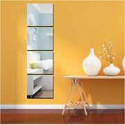 3D Acrylic Mirror Sheets Wall Stickers Decals, 4 Pcs 12X10in Frameless Mirror Full Body Mirror Set, Length Gym Mirror Peel and Stick Mirrors for Wall Bathroom, Bedroom, Square, Door Tiles