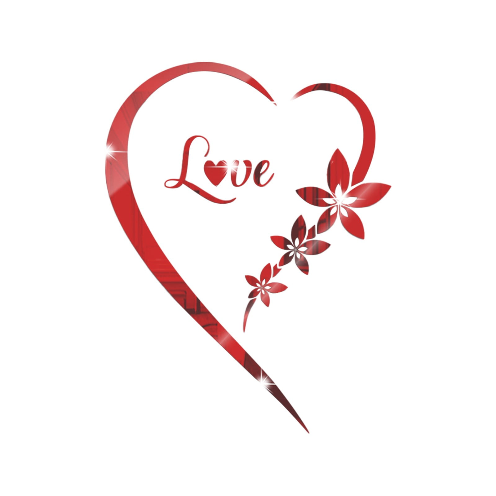 3D Acrylic Mirror Wall Decor Stickers Heart Shaped DIY Self Adhesive