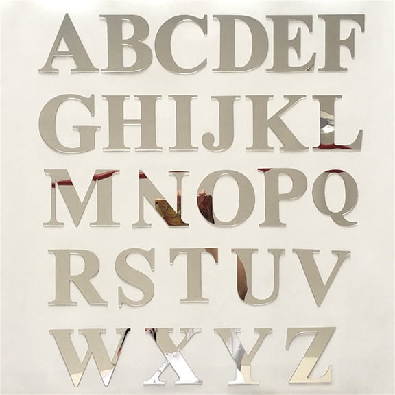 3D Acrylic Mirror Wall Stickers 26 English Letters DIY Art Mural for Home Office Wall Decoration Silver Alphabet Letters for Custom Text Design (D)