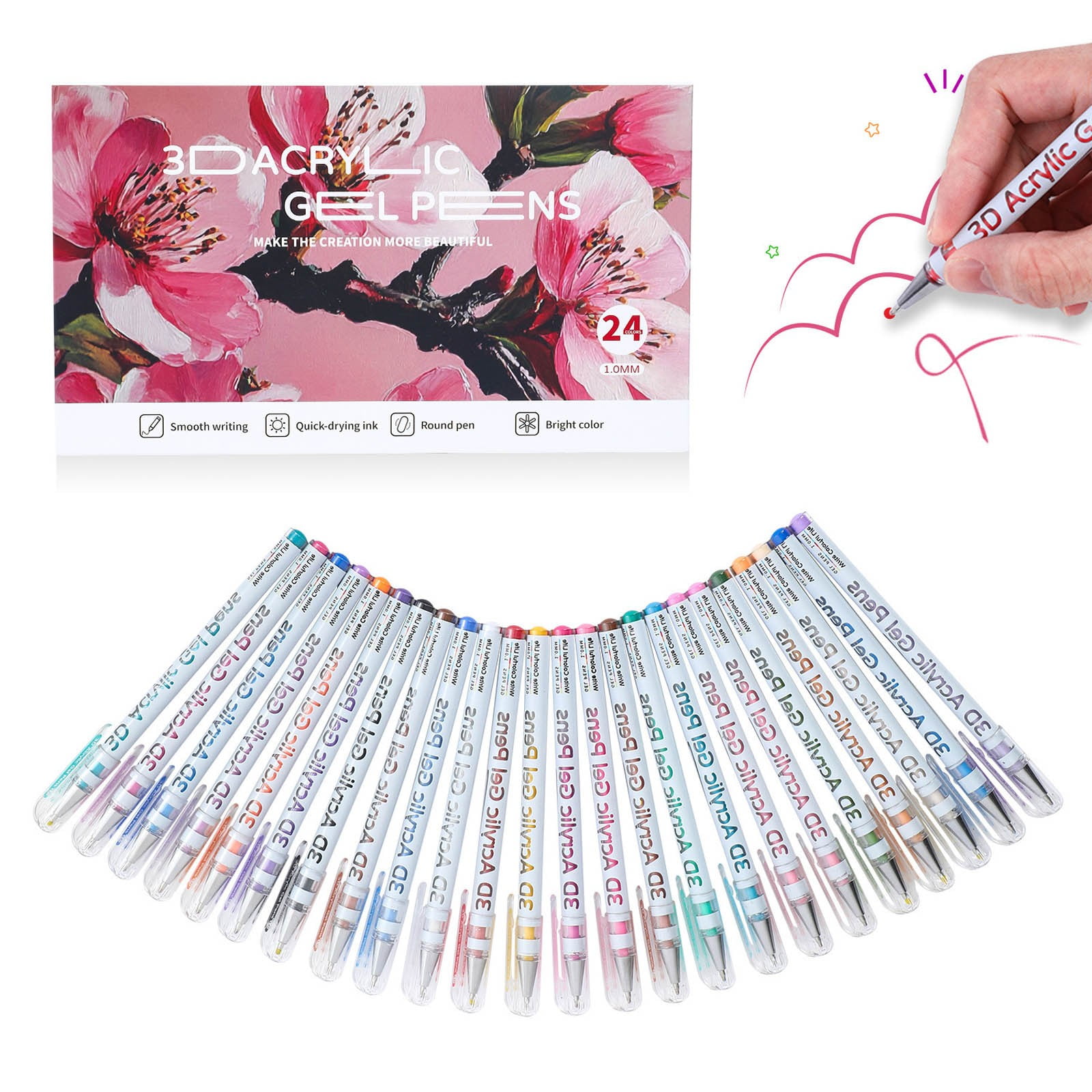 3D Acrylic Pen 1.0 Mm 3D Acrylic Gel Pens Write 2026 New 3D Acrylic Paint Markers Acrylic Pens Paint Pens Glitter Gel Pens Stick for Coloring Writing 1Ml