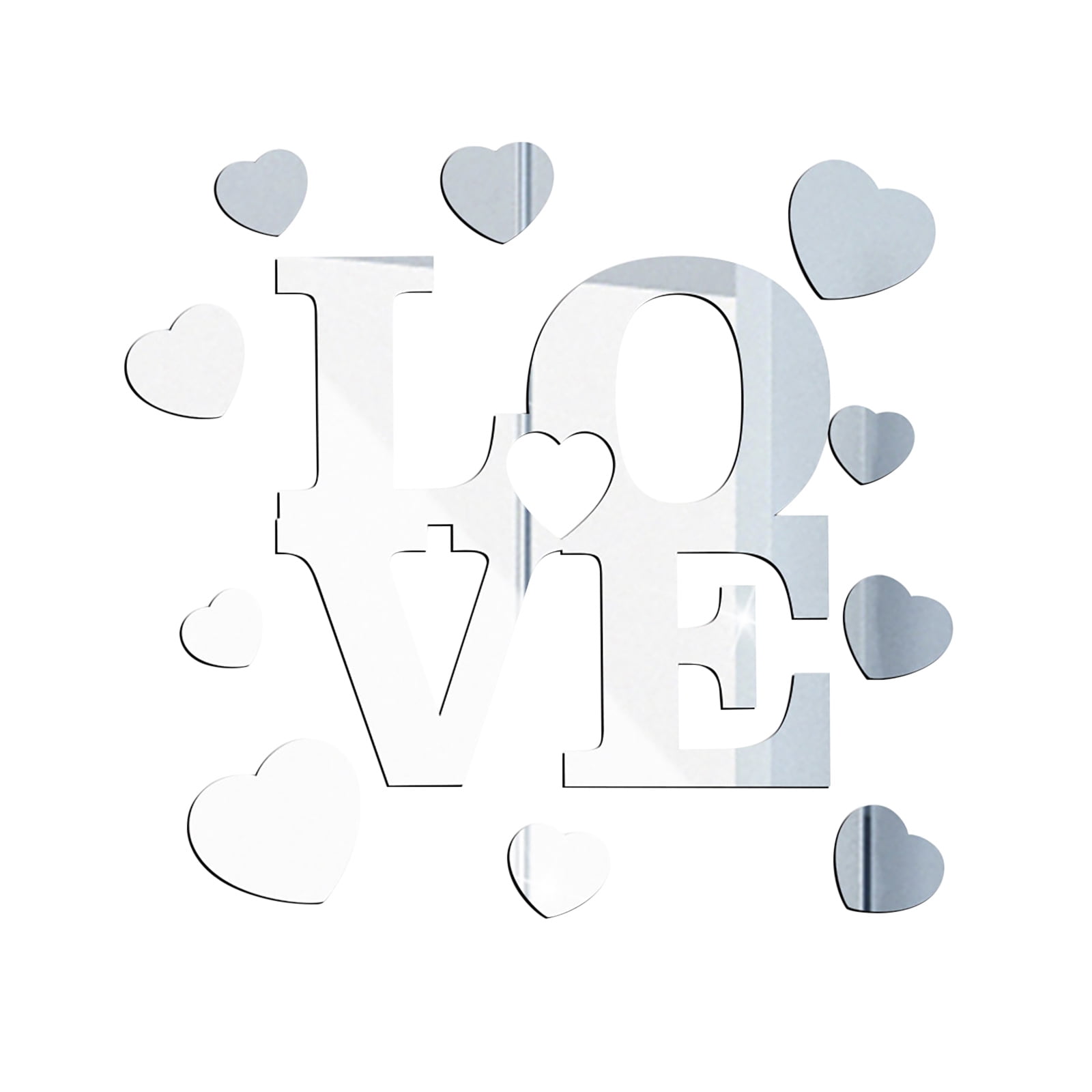 Setting Image Decals 3D Acrylic Setting Wall Sticker Decal, DIY Love Heart-Shaped Art Mural ...