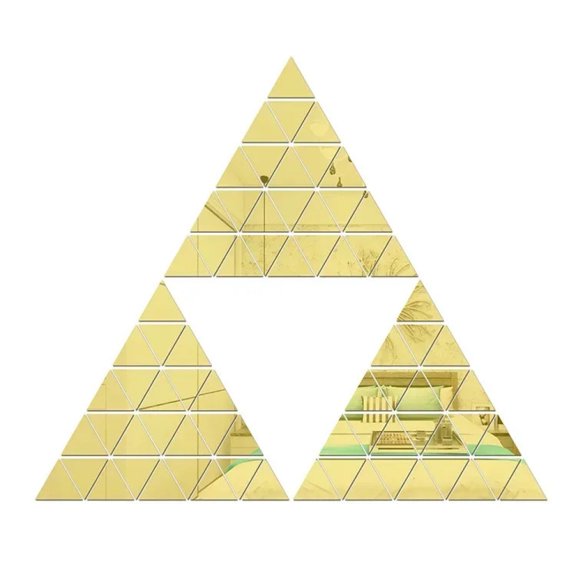 3D Acrylic Triangular Mirror Wall Stickers 100 Pieces Mosaic Self-Adhesive Mirror Tiles DIY Wall Stickers Room Home Decoration
