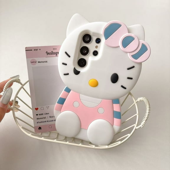 3D Adorable Kitty Cat Soft Silicone Phone Case - Cute Cartoon Protective Cover for Samsung Galaxy A14 A15 A16 A24 A25 A26 A34 A35 A36 A54 A55 A56 S22 S23 S24 S25 Ultra Plus