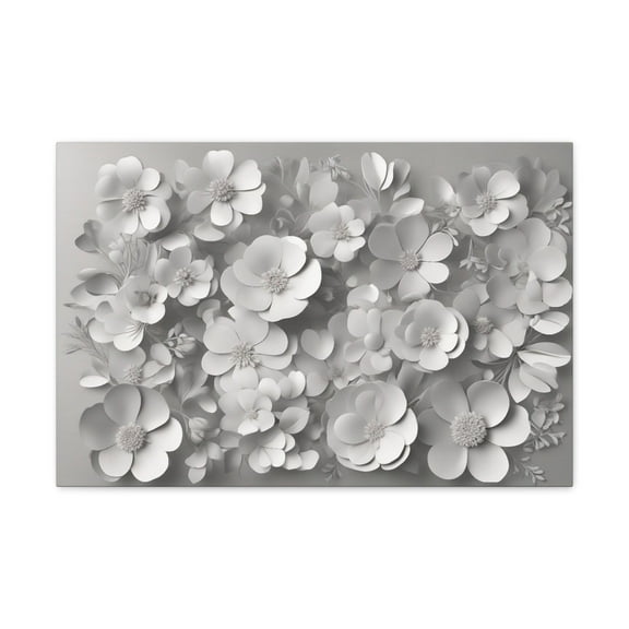 3D Aesthetic White Flower Background Canvas Wall Art for Home Decor Ready-to-Hang