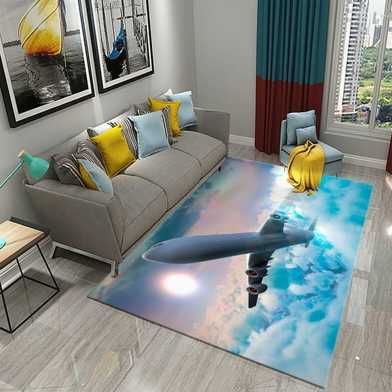 3D Airplane Carpet for Livingroom Bathroom Entrance Anti-slip Mat Doormat Carpet for Kitchen Kids Teens Bedroom r Area Mat