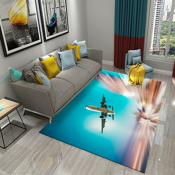 3D Airplane Carpet for Livingroom Bathroom Entrance Anti-slip Mat Doormat Carpet for Kitchen Kids Teens Bedroom r Area Mat
