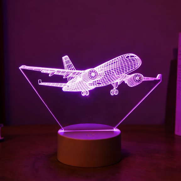 3D Airplane LED Night Light, 7 Color Changing Touch & Remote Control Sleep Lamp, Aviation Themed Bedroom Decor Gift for Plane Enthusiasts