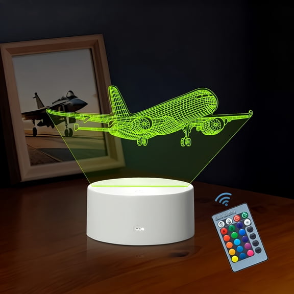 3D Airplane Night Light with 16 Colors, Remote Touch Plug In Lamp for Bedroom Decor