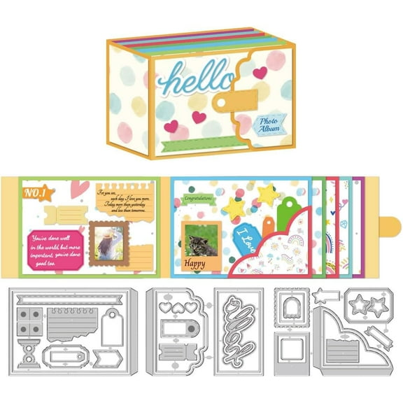 3D Album Cutting Dies Card Photo Making Die Stencil Metal Die Cuts Card Scrapbooking Embossing Template Dies for Greeting Cards Craft Album Invitation Festive Birthday Decor