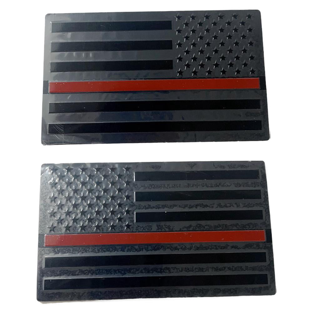 Embossed 3D Metal All Black American Flag Emblem Decal Stickers (1 pair), Matte Black 5
