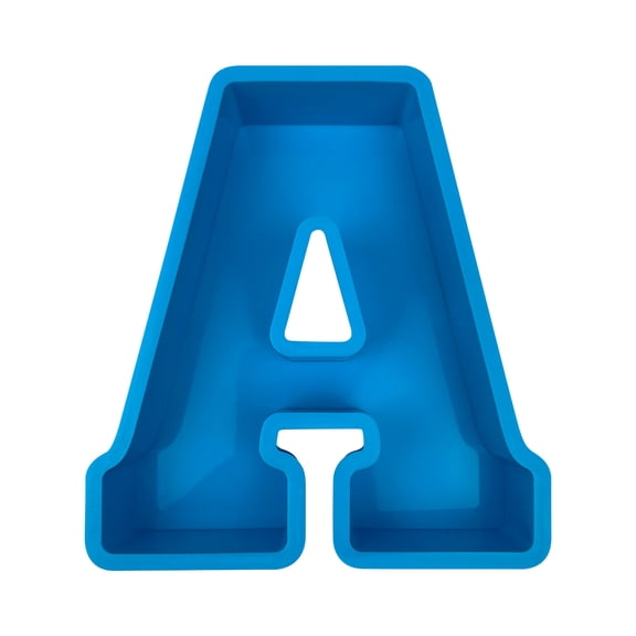 3D Alphabet Letter Mould for Baking, Soap, Candles & Resin Crafts - Flexible Blue Silicone English Character Mold, 1 Piece