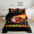 thumbnail image 1 of 3D American Football Bedding Comforter Sets Rugby Sports Bedding for Teen , Athlete Silhouette Comforter Set Red Fire Lightning Football Game Quilt Bedroom Decor, Twin, 1 of 5
