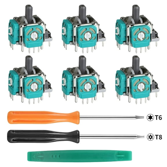 3D Analog Joysticks Repair Kit Fit for Xbox One/ Xbox Series S/Xbox One Elite/Regular Controllers with T6 T8 Security Torx Screwdriver, 6 Joysticks & Prying Tool
