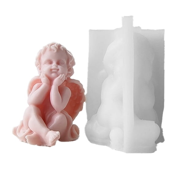 3D Angel Children Silicone Mold Lovely Winged Boys Abstract Craft Scented Candle Wax Mould DIY Gypsum Candle Making, B