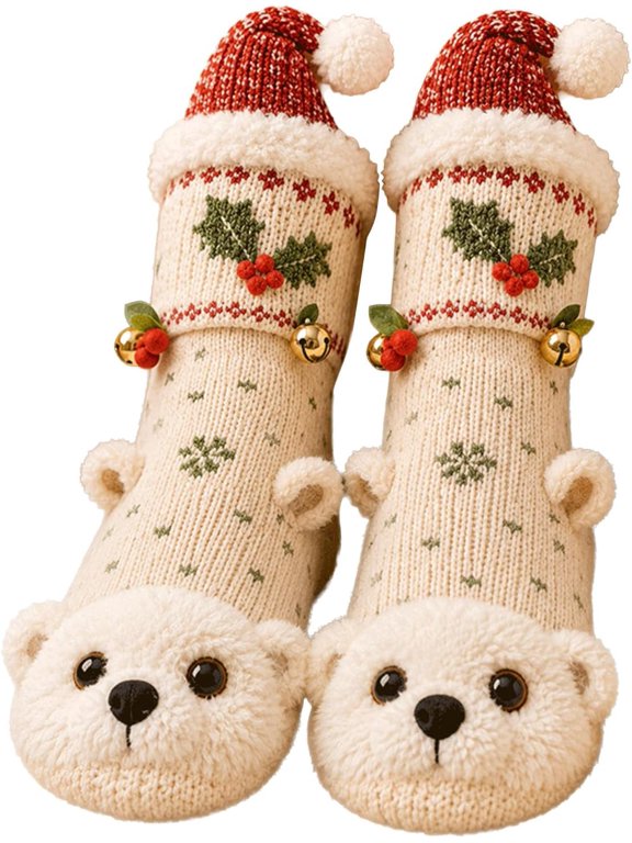 3D Animal Christmas Socks Novelty Plush Fuzzy Soft Fun Xmas Gift for Adults, Christmas Party Favors Xmas Gifts Stocking Stuffer, Home Sleeping Thick Fall Winter Warm Casual Socks