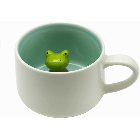 3D Animal Cup Coffee Mug (Frog) - Ceramic, 400 ML - Perfect for Kids & Adults