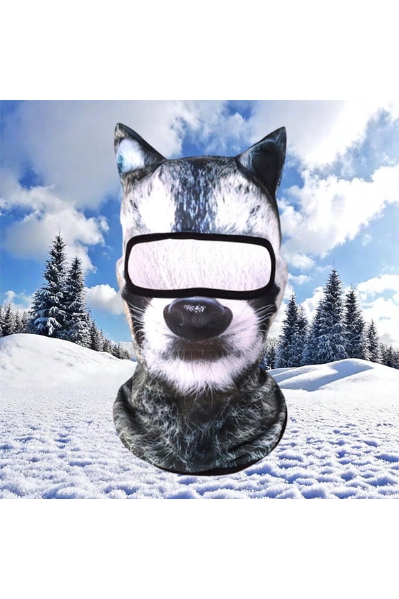 3D Animal Face Gini, Outdoor Sunscreen Mask, Summer Full Face Cover, Breathable UV Protection Balaclava for Hiking Cycling Beach Travel(E)