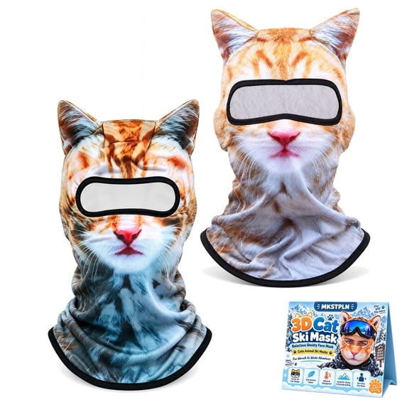 Kitten Riding Dog 3D Animal Face Ski Balaclava Mask Feral Cat Dog Sheisty Face with Ear ...