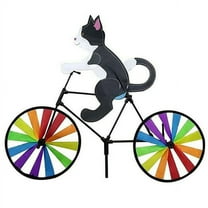 3D Animal Riding Bike Windmill,Innovative Cartoon Shape Windmill,Yard Art Decoration Garden Ornament Wind Spinner,Black Cat