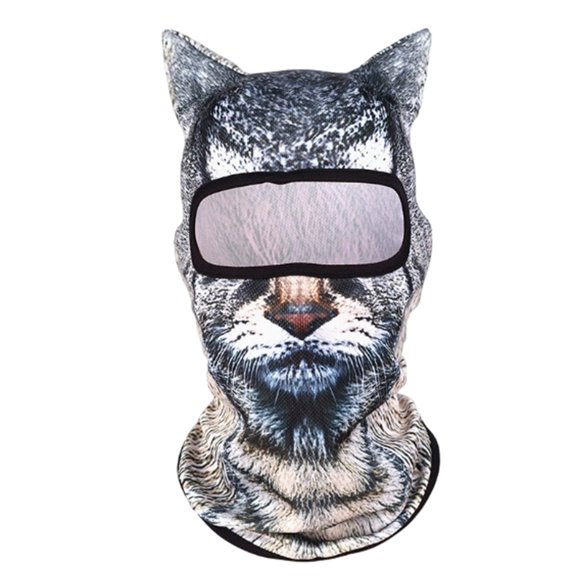 3D Animal Ski Mask Balaclava, Funny Cat & Dog Themed Ear Realistic Print Full Face Neck Windproof Winter Mask for Skiing Motorcycle Party, Novelty Gift for Men Women