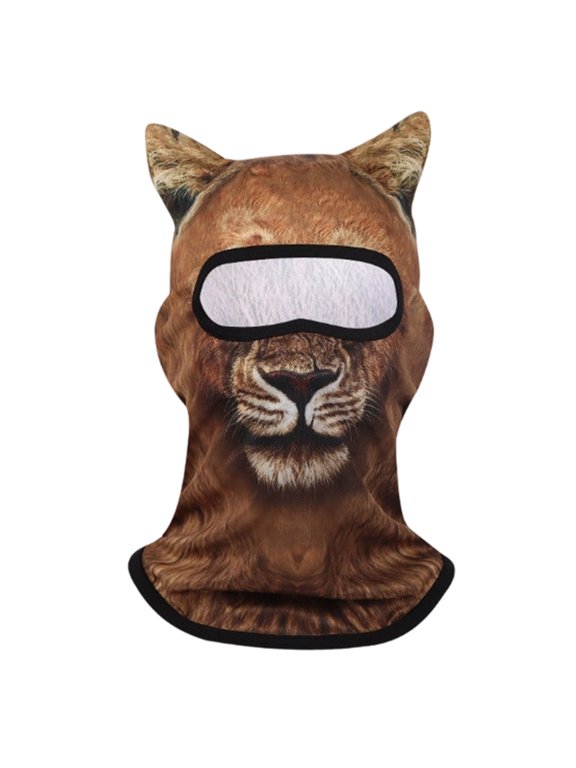3D Animal Ski Mask Balaclava, Funny Cat & Dog Themed Ear Realistic Print Full Face Neck Windproof Winter Mask for Skiing Motorcycle Party, Novelty Gift for Men Women