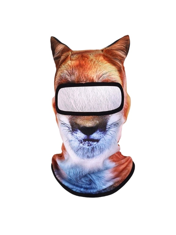 3D Animal Ski Mask Balaclava, Funny Cat & Dog Themed Ear Realistic Print Full Face Neck Windproof Winter Mask for Skiing Motorcycle Party, Novelty Gift for Men Women