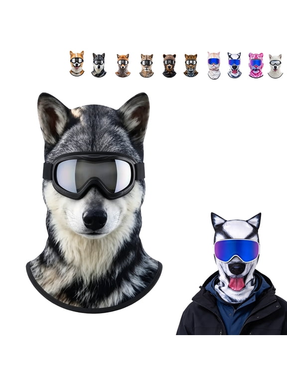 3D Animal Ski Masks with Ears, Cat Balaclava Full Face Covers, Windproof Winter Face Masks for Skiing, Cycling, Riding