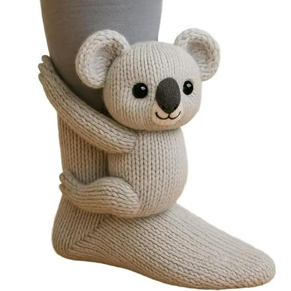 3D Animal Socks, Cute Knitted Winter Warm Floor Socks for Adults, Funny