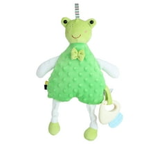 3D Animal Soothing Plush Doll with Silicone Teether Bell and Crinkle Paper, Multi-Sensory Comfort Toy for Tactile Development 0-1 Year