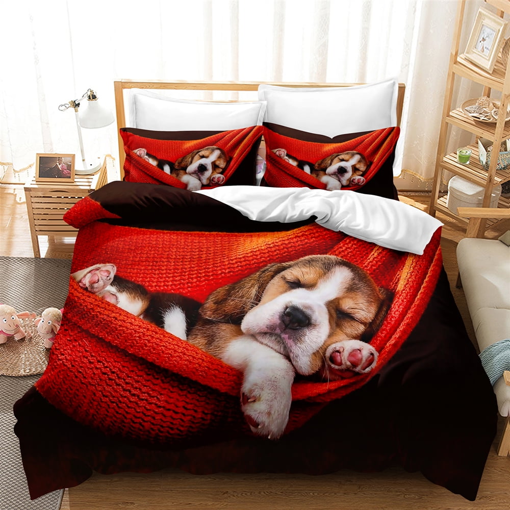 3D Animal Theme Bedding Set Dog Duvet Cover Set Cute Pug Dog Printed