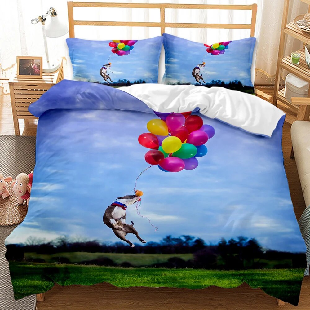 3D Animal Theme Bedding Set Queen/King Size Black Dog Duvet Cover Set
