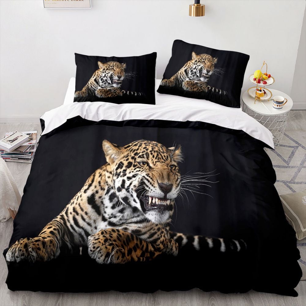 3D Animal Tiger Wolf Print Duvet Cover Set King Queen Size Bedding Bed