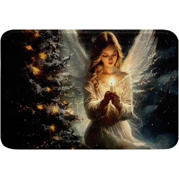 3D Anime Doormats Floor Mats 16"x 24" White Angel Bathroom Rugs Fairy Angel Bath Mat Girls Angel Wings Non Slip Bath Rug 3 Pieces Dreamy Theme Decor