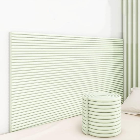 3D Anti-Collision Walls Padding,Garage Protector,Peel and Stick Headboard Upholstered Panels for Protection Wall, 7.9" x 78.7" - (Light Green)