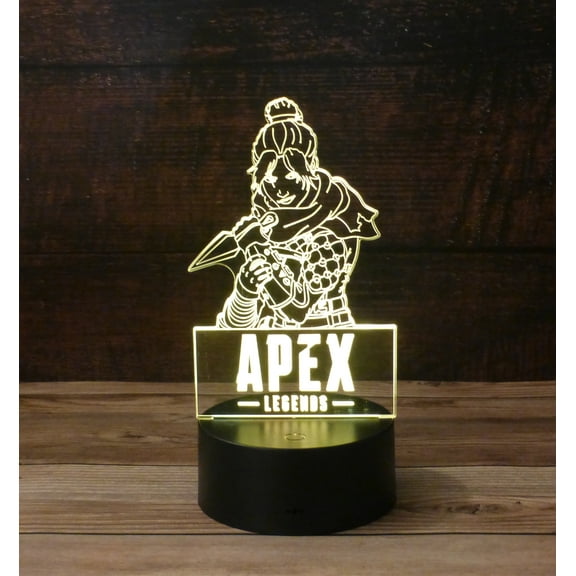 3D Apex Girl Desk Light, 7 Color LED Base Lamp with USB, Battery, and a Touch control Rotating Fade or Solid Color mode. A perfect Nightlight for Kids or a unique gift for any age.