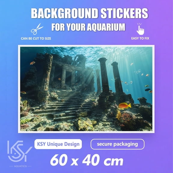 3D Aquarium Background 24x16 Inch Deep Ocean Blue Water Scene with Sunlight Beam Effects, Realistic Underwater Rocks & Fish, Self-Adhesive Bubble-Free Fish Tank Backdrop for Freshwater & Saltwater Th