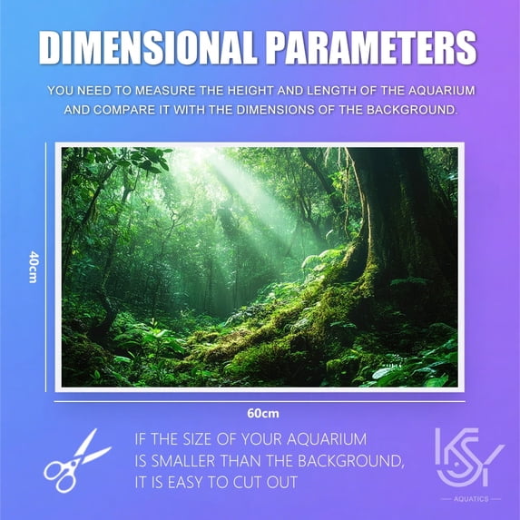 3D Aquarium Background 24x16 Inch Sunlight Forest Scene with Mossy Logs & Trees, Realistic Jungle Nature Backdrop, Self-Adhesive Bubble-Free Fishtank Decal for Freshwater Tanks