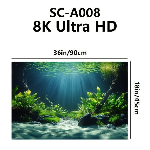 3D Aquarium Background with Sunlight Effect, Reusable Adhesive, Easy Apply Fish Tank Decor for Freshwater Saltwater Aquariums, No Residue Removal, HD Aquatic Plants Design