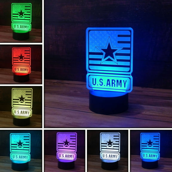 3D Army Desk Light - 7 Color LED Lamp Base with USB or Battery and Touch control Rotating Fade or Solid Color mode. Makes a perfect Nightlight for Kids or Unique Gift for any age.
