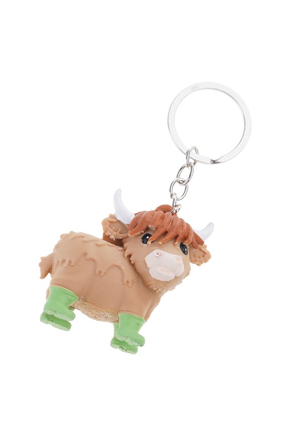 3D Art Highlands Cow Keychain Showcasing Detailed Sculpture for Personalize Key Accessory and Decorative Purpose