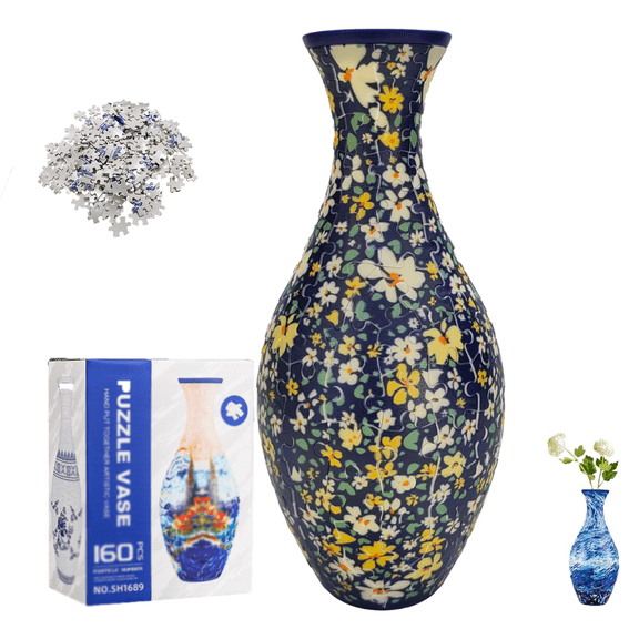 3D Art Puzzle Vase, 3D Puzzle Vase, 3D Flower Vase Puzzle for Adults 160 Pieces, with Detachable Water Cup, DIY Arts and Crafts Puzzle Kit for Flower Arrangements and Home Decoration