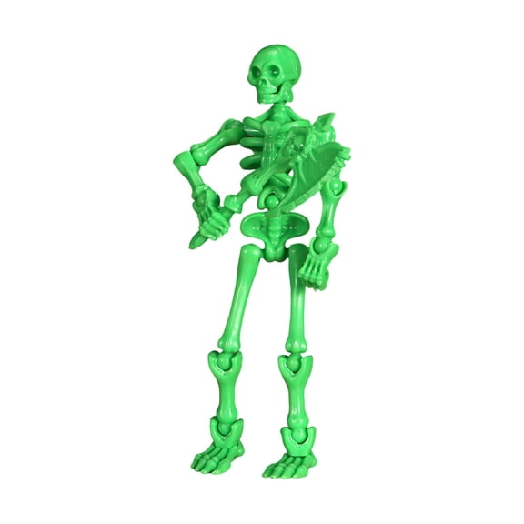 3D Articulated Skeleton Action Figure, Movable Joints DIY Assembly Model with Weapons, Halloween Decor Green
