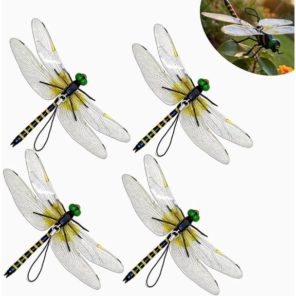 3D Artificial Dragonfly Bug Repellent Lifelike Outdoor Hanging Ornament & Garden Decor Natural Fly,Durable PVC Hanging Use