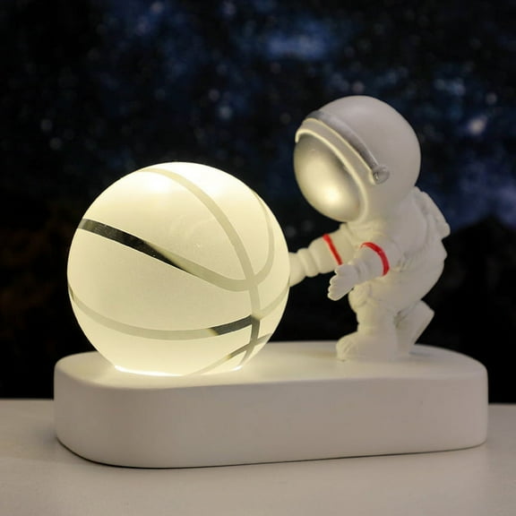 3D Astronaut Crystal Ball Night Light,Crystal Ball Night Lamp, Creative Night View Astronomical LED Universe Lamp (Basketball)